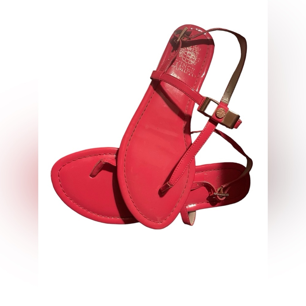 Vince Camuto pink ladies sandals with gold buckles, size 7, great used condition